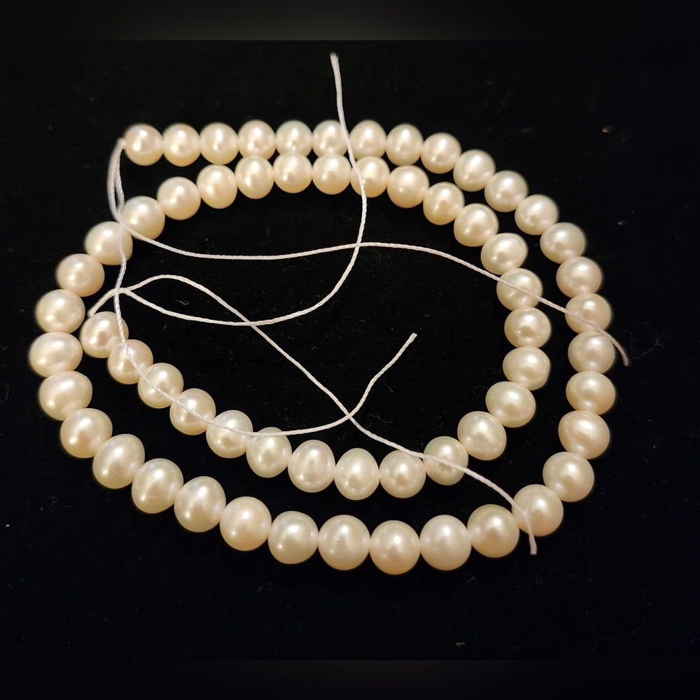 16" Genuine White Potato Pearls- Jewlery Craft Strand